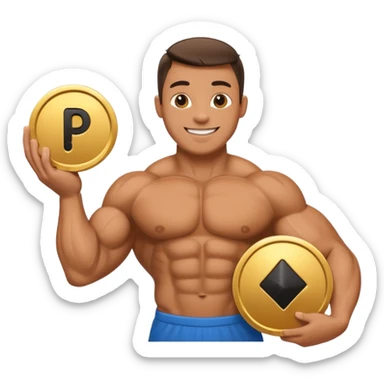 a happy bodybuilder holding youtube golden play button sticker
