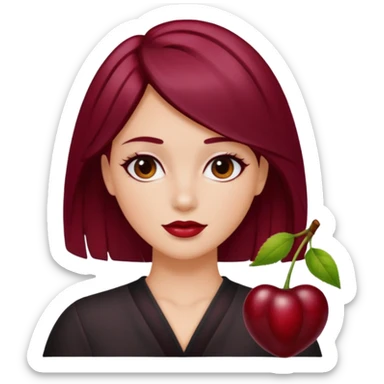 I take second photo but change the color of the hair for a red cherry or burgundy sticker