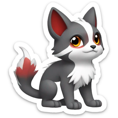 Cute cool black red white grey animal hybrid Fakemon full body sticker