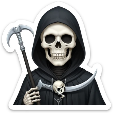 Silver skull Grim Reaper gothic With a scythe  sticker