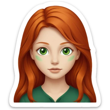 Redhead with long hair and green eyes sticker
