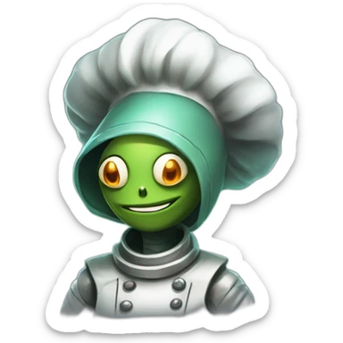 alien chef realistic scifi roguelike rpg style inspired by slay the spire digital art sticker