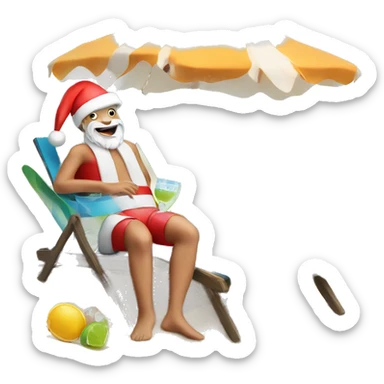 Santa on the beach with margarita sticker