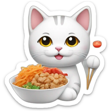 cute cat with korean flag and korean food  sticker