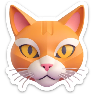 3D emoji style cat head only with neutral face inspired by Polygon logo for a crypto project sticker