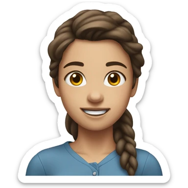 23 year old girl who is tall with brunette hair. wearing a blue cropped shirt and appears excited sticker