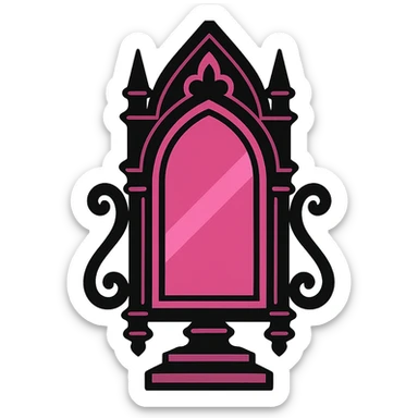 gothic mirror, black and pink color scheme sticker