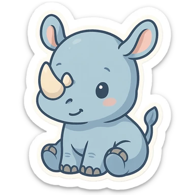 cute blue baby rhinoceros sticker