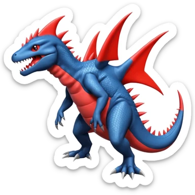 Salandit-Salamence-Garchomp-Fakémon-hybrid-creature (full body)  sticker