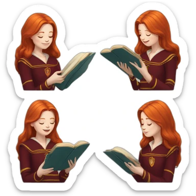 Pale skinned gryffindor Redhead reading a book sticker