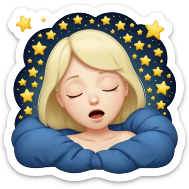 Emotion: sleepy, half-closed glowing eyes, tiny yawn, floating stars
 sticker