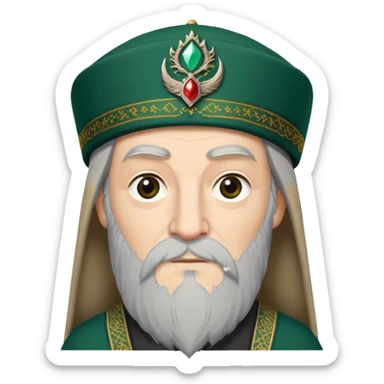 albus dumbledore from harry potter with dark green turkish fez hat and decorative motifs, no gem sticker