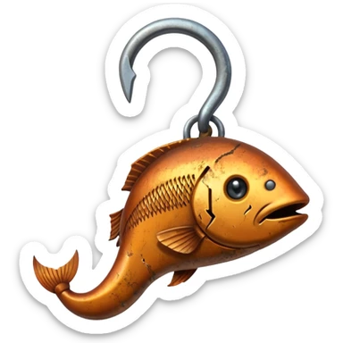 weak rusty fish hook sticker