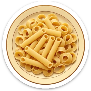 European cuisine humanless avatar in modern emoji-style illustration. Plate with pasta and bread, neutral warm colors, simple shapes, flat design, elegant and friendly. sticker