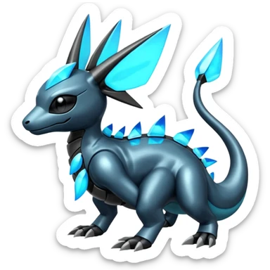 Shiny Futuristic Dusclops-Dusknoir-Salandit-Glaceon-Fakémon-hybrid-creature (full body)  sticker