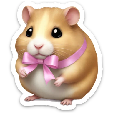 full body hamster with light pink ribbon bow sticker