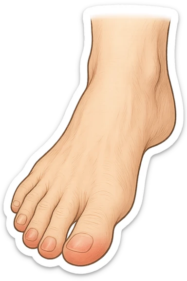 Piede con rossore sotto la pianta sulle punte dei piedi sticker