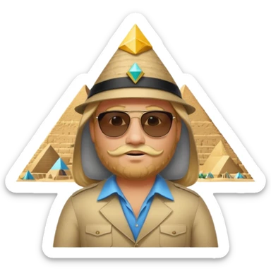 fat male blond long hair agent with short beard in egypt with pyramid.mm sticker
