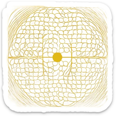 two overlapping circles in a rich yellow color (#FFD700). The circles should be identical in size and overlap by about 30-40% in the center, creating a vesica piscis shape. The design should be clean and minimal with a solid fill sticker