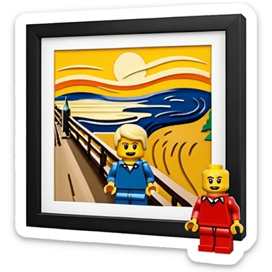 Edvard munch the scream landscape in Lego with a minifig sticker