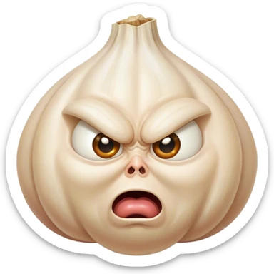 Garlic with Chinese eyes slanted angry garlic sticker