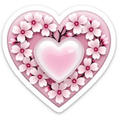 halloween sakura heart, heart made of white sakura petals with pink accents sticker