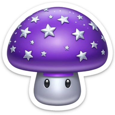 purple mushroom with silver stars on it cute sticker