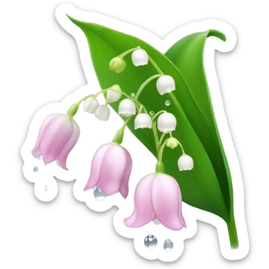 Baby pink Lily of the valley flower with clear water droplets on the flower  sticker