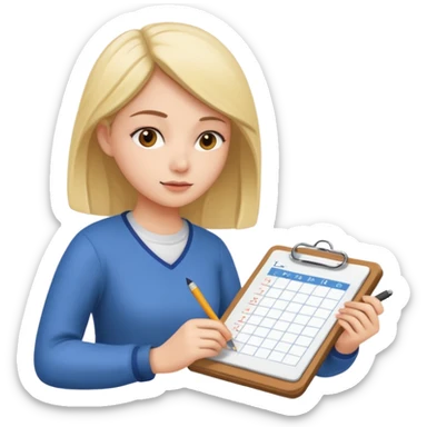 A female student writes a schedule making a plan. sticker
