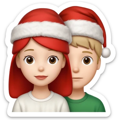 Snoopy wearing and Christmas hat human girl and boy sticker