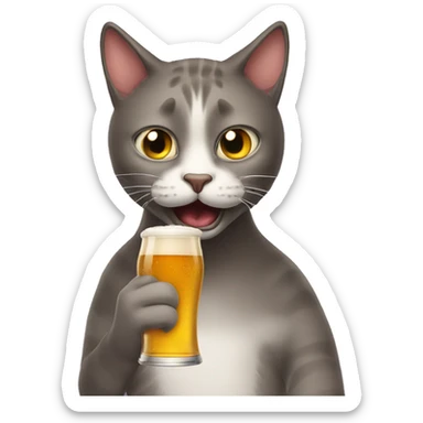 cat drinking beer with a dizzy expression sticker
