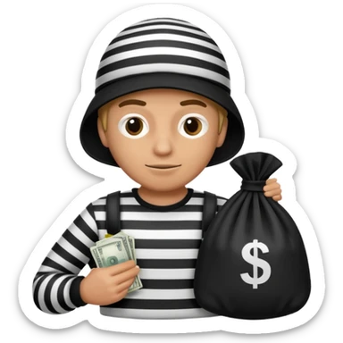 A emoji of a person wearing a robber outfit and a Money Bag sticker