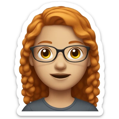 ginger haired girl with brown eyes, white skin and transparent glasses sticker