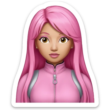 Nicki Minaj long pink hair, pink jumpsuit sticker