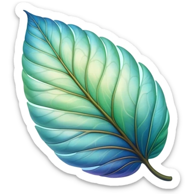 softly curled cocoon leaf, glowing aura, flowing textures, green-blue and earth tones sticker