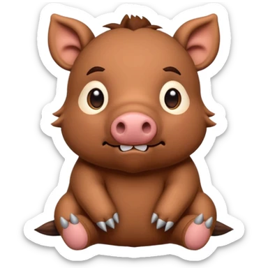 Chibi style stuffed animal boar. I has buttons for eyes and exaggerated stitching sticker