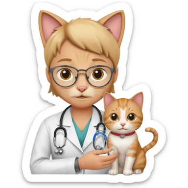 veterinarian examining a cat sticker