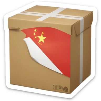a big sized box with a mark of flag of china, 30 degree rotated to the left sticker