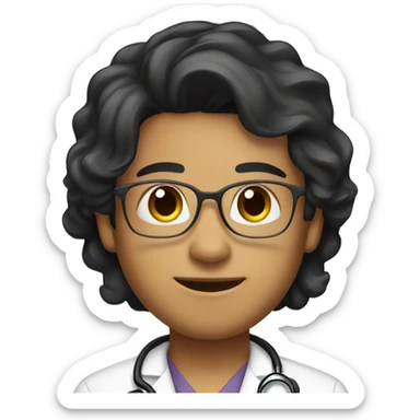 doctor, tan skin, black hair, with stethoscope sticker