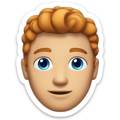Tanned man Blue eyes neatly combed back red hair handsome chiselled jaw sharp cheekbones sticker
