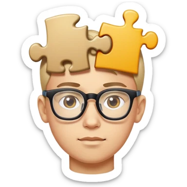 genius boy with glasses and a puzzle piece symbol above his head sticker