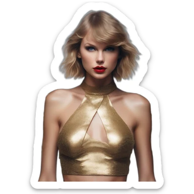 Taylor Swift, david bellemere, Bare belly, Wings, Choker, Bathed in shadows, FOV 90 degrees, short lighting, L USM, Cold Colors, gilded technique, extremely hyper aesthetic, absurdres sticker