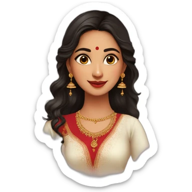 indian girl wearing full sleeve blood red kurti with jhumkas sticker