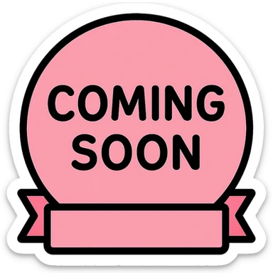 baby pink coming soon stamp, color outline style, playful and inviting, rounded edges, clear text sticker