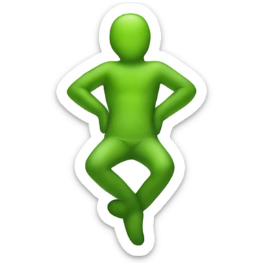 Green person laying on a lowercase t sticker