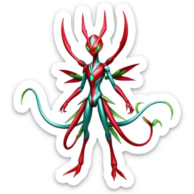  Cool Edgy Shiny Futuristic Ethereal Legendary Scizor-Deoxys-Digimon-Schyther-Flygon-hybrid full body sticker