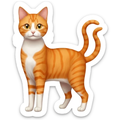 full body orange domestic shorthair slim cat with yellow/orange eyes  sticker