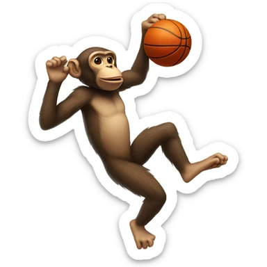 Monkey slam dunking a basketball  sticker