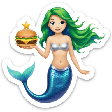mermaid with a cheeseburger sticker