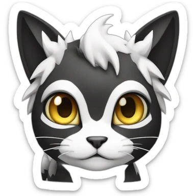 Sitting-Black-and-White-cat-dragon-type-pokemon sticker